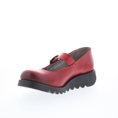 Fly London Samp SAMP132FLY-001 Womens Red Leather Mary Jane Flats Shoes