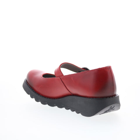 Fly London Samp SAMP132FLY-001 Womens Red Leather Mary Jane Flats Shoes