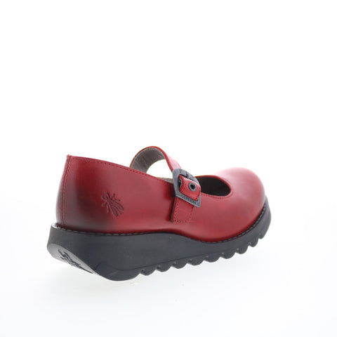 Fly London Samp SAMP132FLY-001 Womens Red Leather Mary Jane Flats Shoes