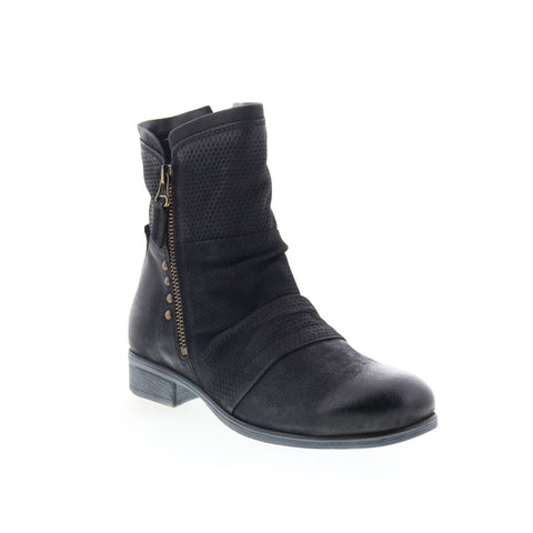 Miz Mooz Sandi Womens Black Leather Zipper Casual Dress Boots