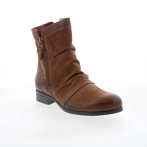 Miz Mooz Sandi Womens Brown Leather Zipper Ankle & Booties Boots