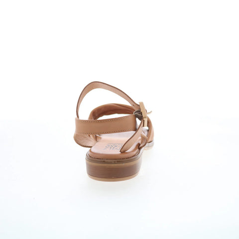 Miz Mooz Sanna Womens Brown Leather Hook & Loop Strap Sandals Shoes