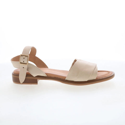 Miz Mooz Sanna Womens Beige Leather Hook & Loop Strap Sandals Shoes