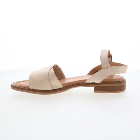 Miz Mooz Sanna Womens Beige Leather Hook & Loop Strap Sandals Shoes