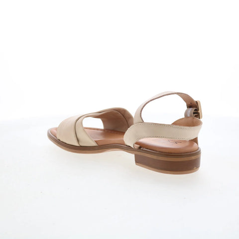 Miz Mooz Sanna Womens Beige Leather Hook & Loop Strap Sandals Shoes
