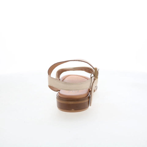 Miz Mooz Sanna Womens Beige Leather Hook & Loop Strap Sandals Shoes
