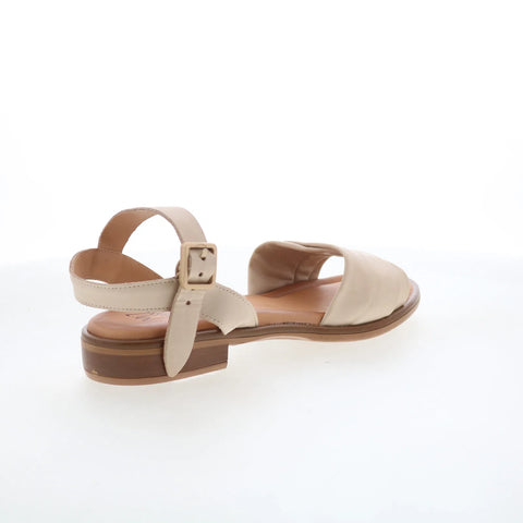 Miz Mooz Sanna Womens Beige Leather Hook & Loop Strap Sandals Shoes