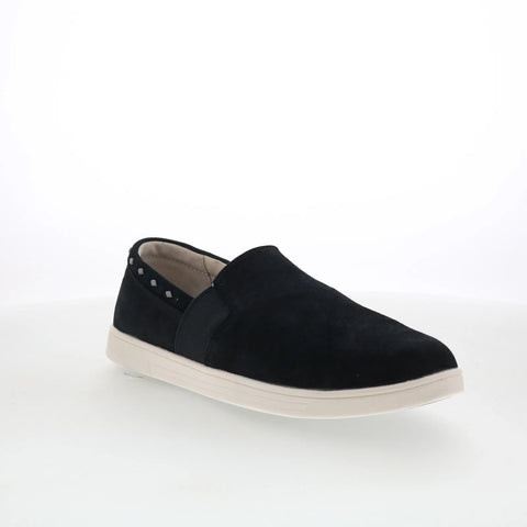 Spenco Santa Barbara SP1126BLK Womens Black Canvas Loafer Slippers Shoes