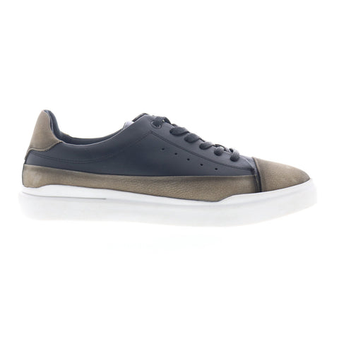 Studio Belvedere Santini Mens Black Leather Lace Up Lifestyle Sneakers Shoes