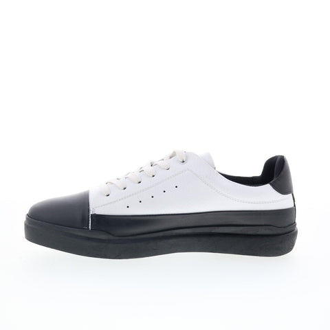 Studio Belvedere Santini Mens White Leather Lace Up Lifestyle Sneakers Shoes