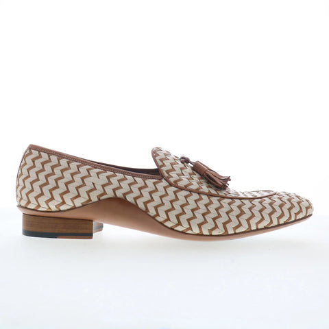 Mezlan Sants Woven Two-Tone Tassel Mens Beige Loafers Casual Shoes