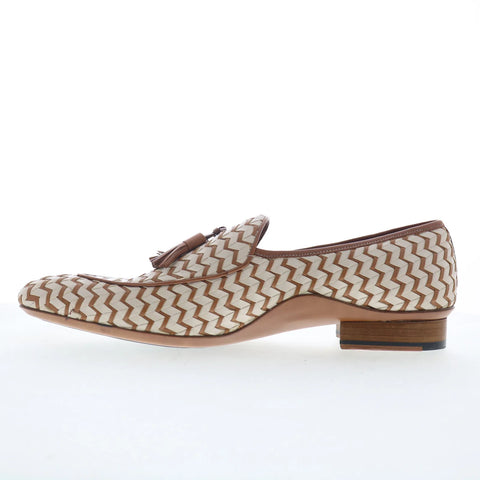 Mezlan Sants Woven Two-Tone Tassel Mens Beige Loafers Casual Shoes