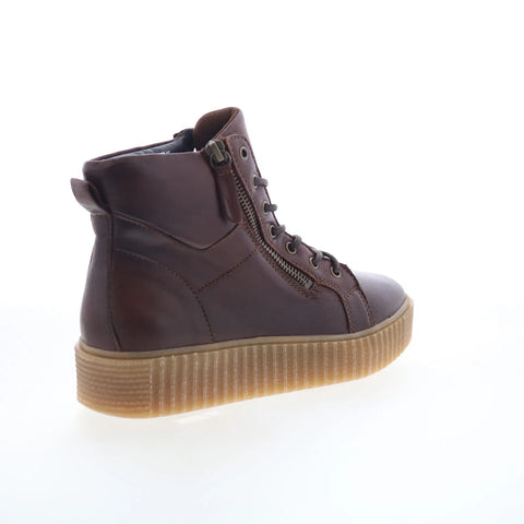 Miz Mooz Saphire Womens Brown Leather Zipper Casual Dress Boots
