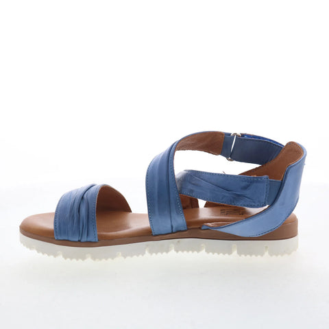 Miz Mooz Sara Womens Blue Leather Strap Strap Sandals Shoes