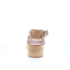 Miz Mooz Sarita Womens Brown Leather Hook & Loop Wedges Sandals