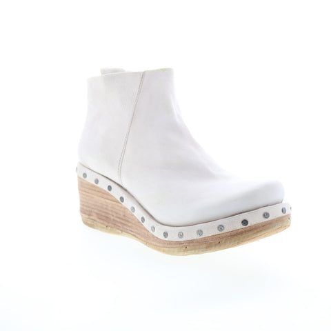 A.S. 98 Savina Womens White Leather Zipper Ankle & Booties Boots