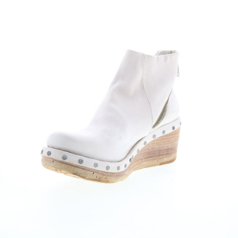 A.S. 98 Savina Womens White Leather Zipper Ankle & Booties Boots
