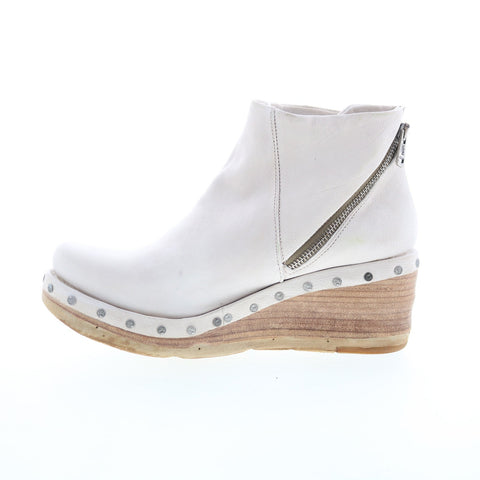 A.S. 98 Savina Womens White Leather Zipper Ankle & Booties Boots