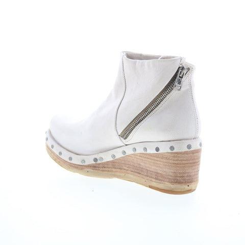 A.S. 98 Savina Womens White Leather Zipper Ankle & Booties Boots