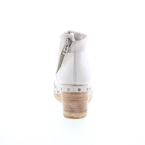 A.S. 98 Savina Womens White Leather Zipper Ankle & Booties Boots