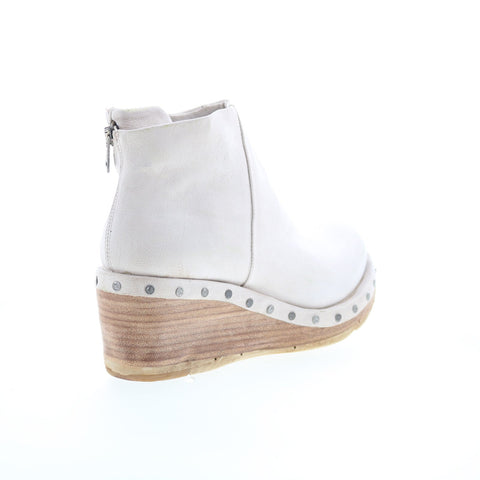 A.S. 98 Savina Womens White Leather Zipper Ankle & Booties Boots