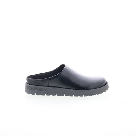 Easy Spirit Savoy SESAVOY Womens Black Leather Slip On Clog Flats Shoes