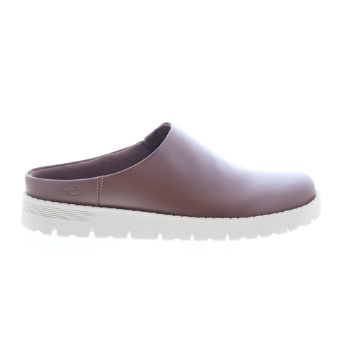 Easy Spirit Savoy SESAVOY Womens Brown Leather Slip On Clog Flats Shoes