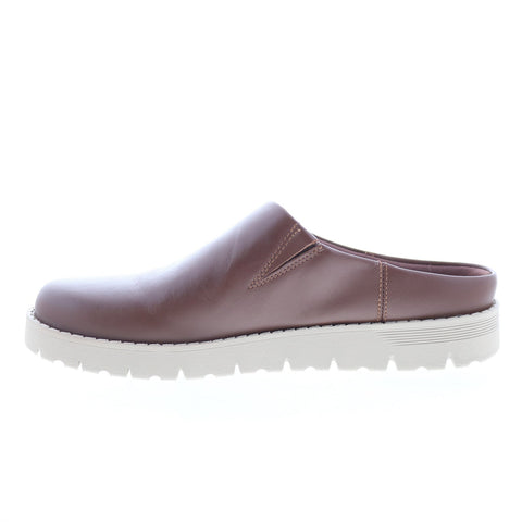 Easy Spirit Savoy SESAVOY Womens Brown Leather Slip On Clog Flats Shoes