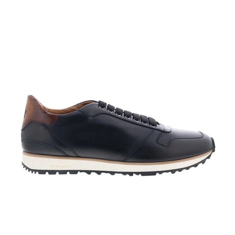 Di Bianco SB308 Mens Black Leather Lace Up Lifestyle Sneakers Shoes