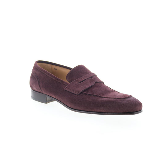 Di Bianco Velour SBF405 Mens Burgundy Suede Loafers & Slip ons Penny Shoes