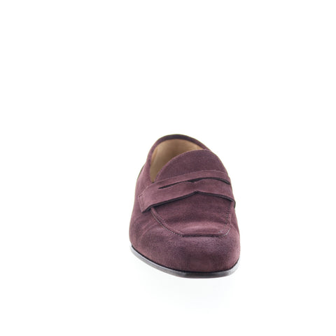 Di Bianco Velour SBF405 Mens Burgundy Suede Loafers & Slip ons Penny Shoes