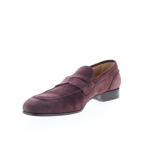 Di Bianco Velour SBF405 Mens Burgundy Suede Loafers & Slip ons Penny Shoes