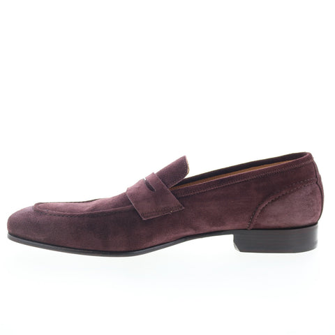 Di Bianco Velour SBF405 Mens Burgundy Suede Loafers & Slip ons Penny Shoes