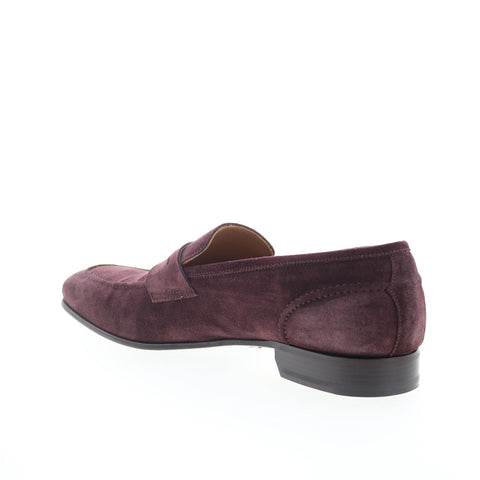 Di Bianco Velour SBF405 Mens Burgundy Suede Loafers & Slip ons Penny Shoes