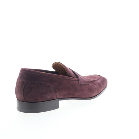 Di Bianco Velour SBF405 Mens Burgundy Suede Loafers & Slip ons Penny Shoes
