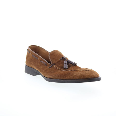 Di Bianco SC565 Mens Brown Suede Slip On Loafers & Slip Ons Tasseled Shoes