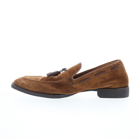 Di Bianco SC565 Mens Brown Suede Slip On Loafers & Slip Ons Tasseled Shoes