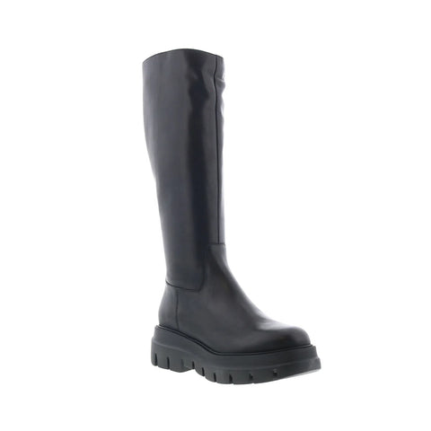Aquatalia Scilla L491001 Womens Black Leather Zipper Knee High Boots