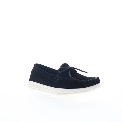 Minnetonka Scout 61020 Womens Black Suede Slip On Loafer Flats Shoes