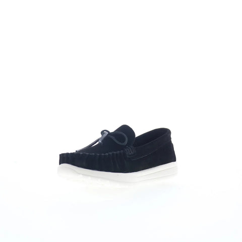 Minnetonka Scout 61020 Womens Black Suede Slip On Loafer Flats Shoes