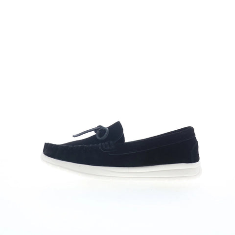 Minnetonka Scout 61020 Womens Black Suede Slip On Loafer Flats Shoes