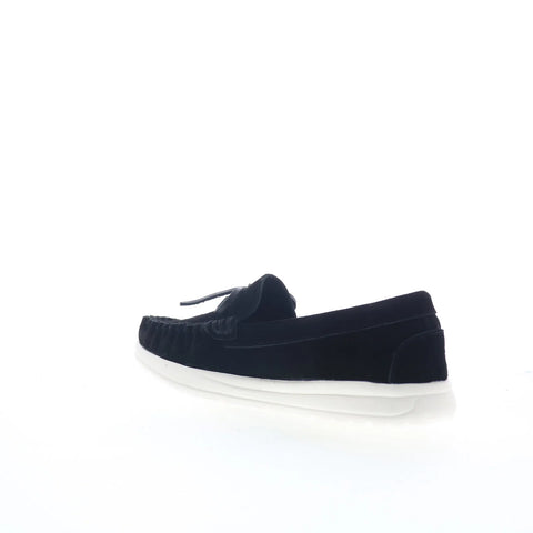 Minnetonka Scout 61020 Womens Black Suede Slip On Loafer Flats Shoes