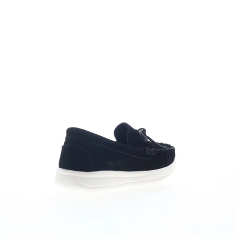 Minnetonka Scout 61020 Womens Black Suede Slip On Loafer Flats Shoes