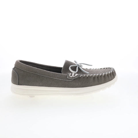 Minnetonka Scout 61027 Womens Gray Suede Slip On Loafer Flats Shoes