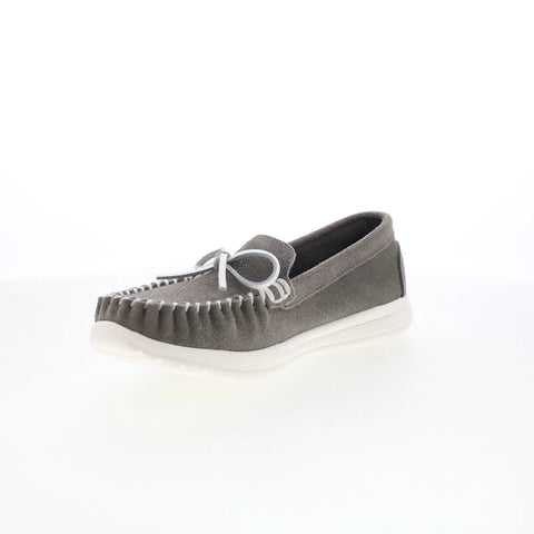 Minnetonka Scout 61027 Womens Gray Suede Slip On Loafer Flats Shoes