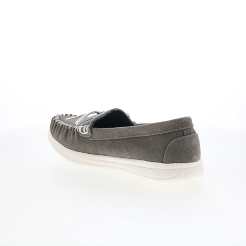 Minnetonka Scout 61027 Womens Gray Suede Slip On Loafer Flats Shoes