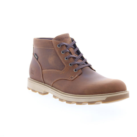 Rockport Seamus SEAMUS Mens Brown Leather Lace Up Casual Dress Boots