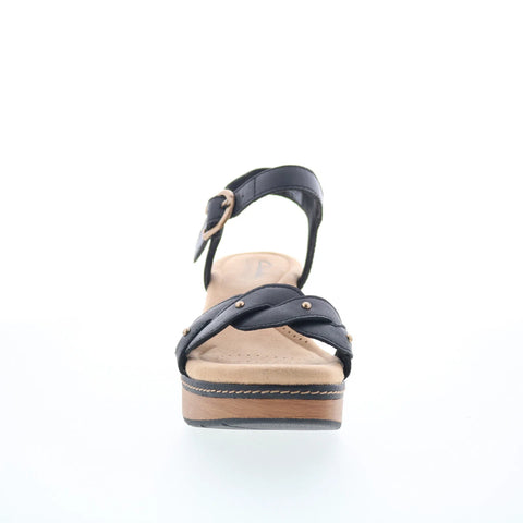 Clarks Seannah Way 26177440 Womens Black Leather Heeled Sandals Shoes