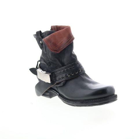 A.S. 98 Sebastian Womens Black Leather Zipper Casual Dress Boots