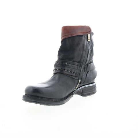 A.S. 98 Sebastian Womens Black Leather Zipper Casual Dress Boots